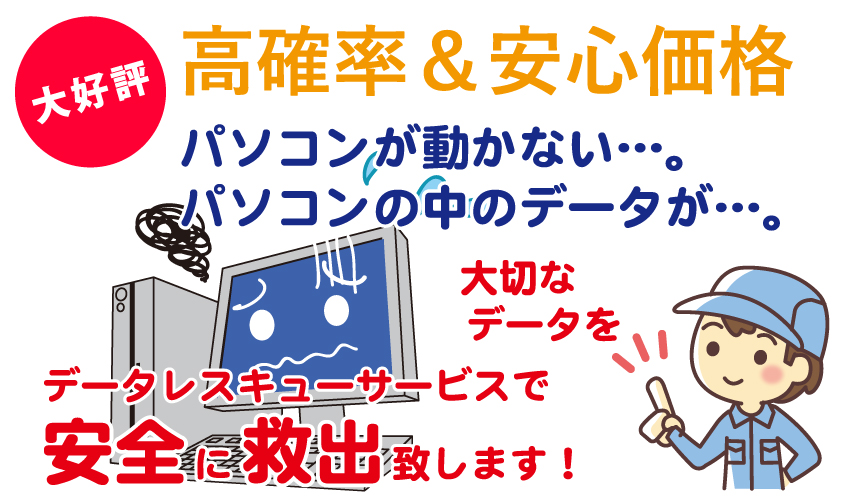 大好評 高確率＆安心価格 パソコンが動かない パソコンの中のデータが… 大切なデータをデータレスキューで安全に救出致します。